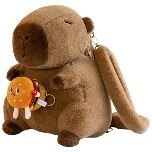 ALINUOYQ Cartoon Capybara Umhängetasche Lustige Kinder Mini Rucksack Tasche Mode Plüsch Puppe Pelz Tasche Plüsch Capybara Schultasche für Mädchen Kinder von ALINUOYQ