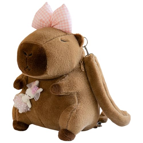 ALINUOYQ Cartoon Capybara Umhängetasche Lustige Kinder Mini Rucksack Tasche Mode Plüsch Puppe Pelz Tasche Plüsch Capybara Schultasche für Mädchen Kinder von ALINUOYQ