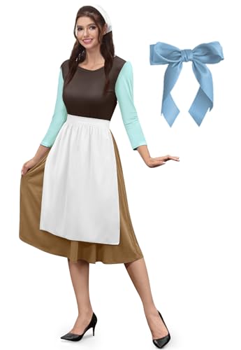 ALIREVERIE Halloween-Kostüm für Damen, Peter-Pan-Kragen, langärmelig, Braun, Prinzessinnen-Bauernmädchenkleid, Braun, XXL ALIREVERIE Halloween-Kostüm für Damen, Peter-Pan-Kragen, langärmelig, Braun, Prinzessinnen-Bauernmädchenkleid, Braun, XXL von ALIREVERIE