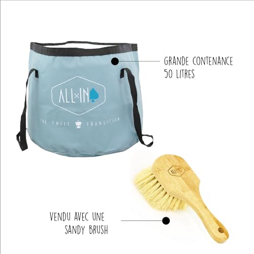 ALL-IN CLEANKIT23 Reinigungsset mit wasserdichter Wickeltasche, multifunktional, 50 l, und Sandbürste, Durchmesser 50 cm, für den Innenbereich, Grün von ALL-IN