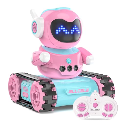 ALLCELE Roboter Kinder Spielzeug, RC Roboter Panzer Spielzeug mit LED-Augen und Musik Programmierung Gegensprechanlage und Tanzmodus, Ostergeschenk für Kinder über 3 Jahre Rosa/Grün von ALLCELE