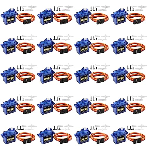 ALLOMN 20 STÜCKE Micro Servo Flugzeug Servo Hubschrauber Servo SG90 9g Mini Micro Servo für RC Hubschrauber Flugzeug Auto Fahrzeug Boot Modelle von ALLOMN