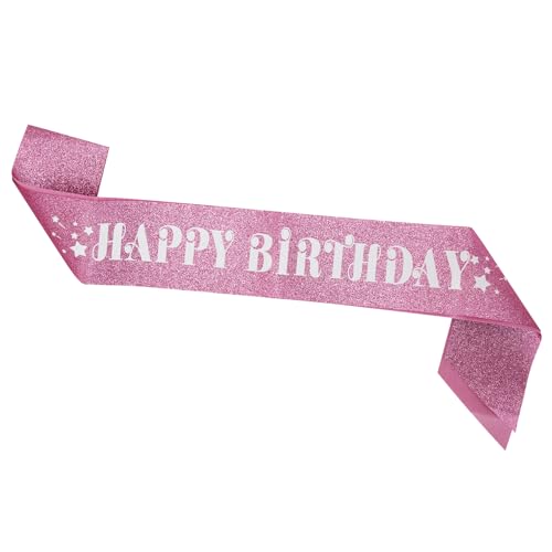 ALLY-MAGIC Geburtstag Schärpe, Rose Gold Glitzer Geburtstag Satin Schärpe Happy Birthday Schärpe Party Favor Geburtstagsgeschenk Geburtstagszubehör für Mädchen Frau Y4XXSRJD von ALLY-MAGIC