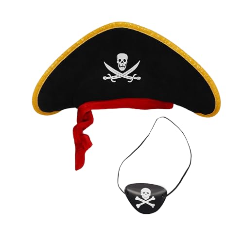 ALLY-MAGIC Piraten-Zubehör, Piratenhut mit Piraten-Augenklappe, Halloween-Kostüm-Zubehör für Kinder, Jungen, Mädchen, Kapitän, Verkleidungs-Requisiten, Set, Themenparty-Zubehör, Y8HDTZ ALLY-MAGIC Piraten-Zubehör, Piratenhut mit Piraten-Augenklappe, Halloween-Kostüm-Zubehör für Kinder, Jungen, Mädchen, Kapitän, Verkleidungs-Requisiten, Set, Themenparty-Zubehör, Y8HDTZ von ALLY-MAGIC