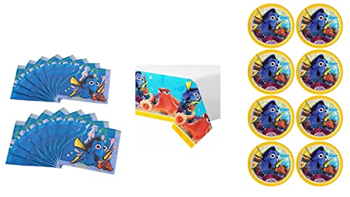 ALMACENESADAN, 4663 Party-Set Disney Findet Dory, für 8 Jungen-Mädchen, Tischdecke, Teller und Servietten von ALMACENESADAN