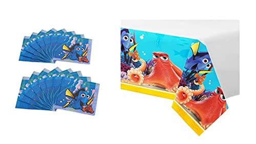 ALMACENESADAN 8435510347574 4757 Pack Disney Findet Dory, bestehend aus Tischdecke Party 120 x 180 cm und 20 Papierservietten 33 x 33 cm von ALMACENESADAN