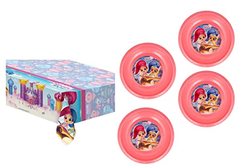 ALMACENESADAN 8435510348984, 4898, Shimmer and Shine Party-Set, bestehend aus Tischdecke Superpiloten 120 x 180 cm, 4 wiederverwendbare Schüsseln, ideal für Partys und Geburtstage von ALMACENESADAN