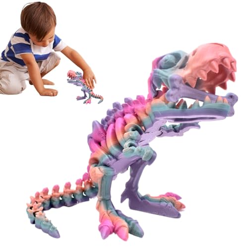 ALUBXDM 3D Gedrucktes Dinosaurier Skelett T-Rex Spielzeug Realistische Drachen Spielzeug Voll Bewegliches Tiere Dinosaurier Figuren Spielzeug Freistehende Tischdekoration für Kinder und Erwachsene von ALUBXDM