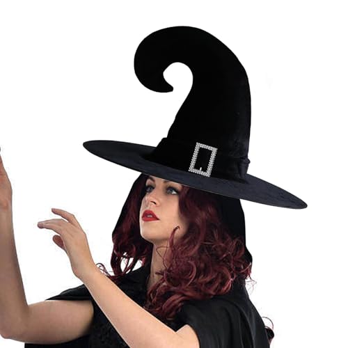 ALWIDA Halloween-Hut – Halloween-Hexenhut | Halloween-Spitz-Kostümhut | Magicc Wizard Kostüm Hut | Samt-Halloween-Spitzhut | Seidensatin Cosplay Kostüm Zubehör Schlapphut von ALWIDA