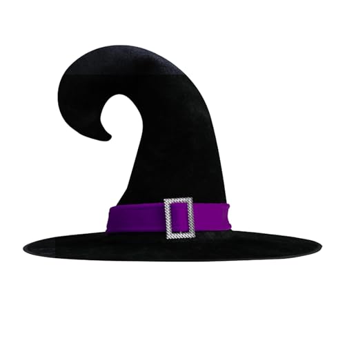 ALWIDA Halloween-Hut – Halloween-Hexenhut | Halloween-Spitz-Kostümhut | Magicc Wizard Kostüm Hut | Samt-Halloween-Spitzhut | Seidensatin Cosplay Kostüm Zubehör Schlapphut von ALWIDA