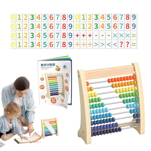 ALWIDA Kids Abacus - Pädagogisches Zählspielzeug | Vorschule Mathematik Lernspielzeug, 10-reihiger Holzrahmen Abakus mit Perlen für Mädchen 3-5 von ALWIDA