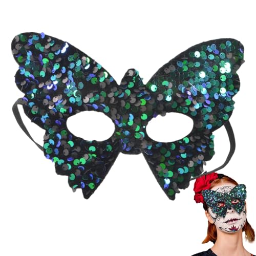 ALWIDA Maskerade halbes Gesicht – Bling Maskerade Gesicht für Frauen – Pailletten Design halbes Gesicht Mädchen Kostüm Cosplay Gesicht von ALWIDA