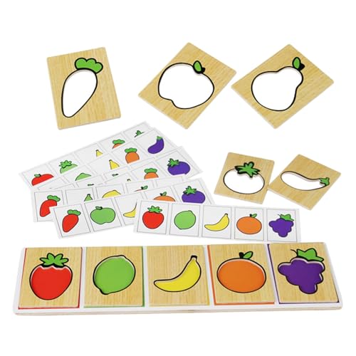 Obst-Gemüse-Puzzle – Obst- und Gemüse-Puzzle für Kinder, Baby-Farberkennungsspiel, ab 3 Jahren, montessorii frühkindliche Bildung, Obst, Gemüse, Holzpuzzle, Puzzle für über 3 Jahre von ALWIDA