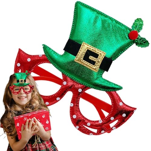 Weihnachtsbrille - Niedlicher Weihnachtsbrillenrahmen | Niedliche Brillen Glitzer Brille | Weihnachten Glitzer Brillen | Neuheit Brillenrahmen | Top Hat Form Weihnachten Brillenrahmen für Foto von ALWIDA