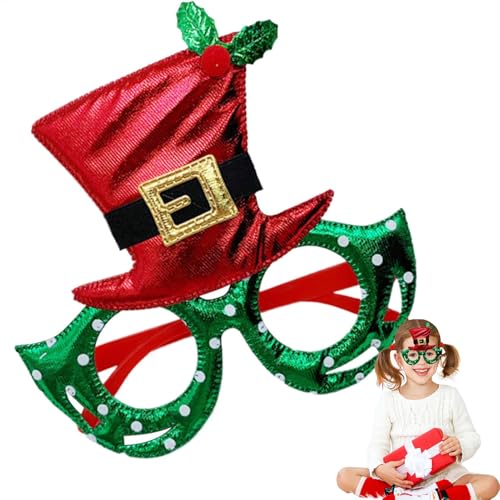 Weihnachtsbrille - Niedlicher Weihnachtsbrillenrahmen | Niedliche Brillen Glitzer Brille | Weihnachten Glitzer Brillen | Neuheit Brillenrahmen | Top Hat Form Weihnachten Brillenrahmen für Foto von ALWIDA