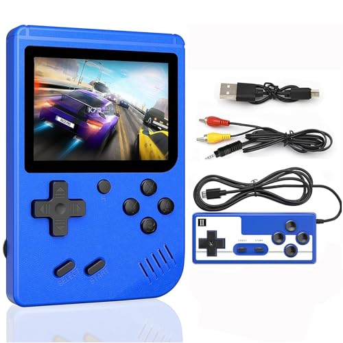 Handheld Spielkonsole, Tragbares Spielsystem , 3" LCD-Bildschirm, Retro Game Console Mit Zwei Spieler Spiele Und Tv-Ausgang FüR Kinder Und Erwachsene(blau) von AMANKA