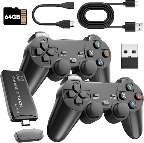 Retro Gaming Konsole Classic M8 64G Wireless Game Stick, 20000+ Spiele, 4K HDMI Ausgang Plug & Play Handheld Game Konsole mit 2.4G Wireless Controller Gamepad, für Weihnachten Geburtstag Geschenke von AMANKA