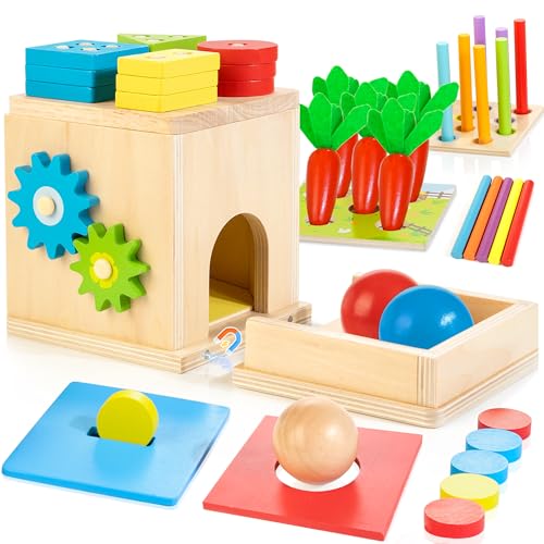 AMAWOOD Montessori Spielzeug Set für Kinder ab 12 Monaten 8-in-1-Aktivitätswürfel aus Holz Sortier- und Stapelspielzeug sensorisches Lernspielzeug Festivalgeschenk für Jungen Mädchen ab 1 2 3 Jahr von AMAWOOD