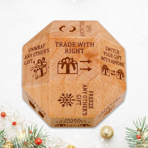 Weihnachtsmann-Würfel, Geschenkwechsel-Würfel, Weihnachtsspiele für Familienfeiern, Weihnachtsfeiern, Tauschspiel, 3,6 cm Holzwürfel, Weihnachtsgruppen-Partyspiel, 1 Stück von AMBREGRISSUN