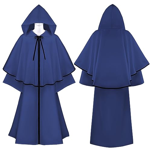 AMCOIN Erwachsene Kapuze Robe Jedi Zauberer Mantel Das Mantel Halloween Ritter Tunika Rollenspiel Kostüm (blau,L) von AMCOIN