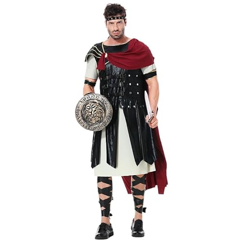 AMCOIN Erwachsenenkostüm Gladiator Herren Römischer Krieger Cosplay Kostüm Herren Party Gladiator Anzug Kleidung Lustiges Halloween (L,A-1) von AMCOIN