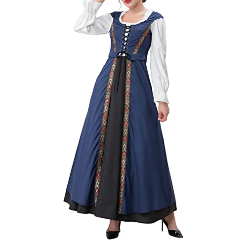 AMDOLE Mittelalterliches Accessoire für Damen, Retro, Halloween, langärmelig, Hexenkostüm, langes Kleid, Netzhandschuhe, 4-teiliges Set, Spitze, schwarzes Kleid, Gothic von AMDOLE