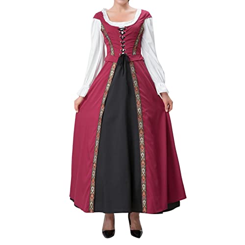 AMDOLE Mittelalterliches Accessoire für Damen, Retro, Halloween, langärmelig, Hexenkostüm, langes Kleid, Netzhandschuhe, 4-teiliges Set, Spitze, schwarzes Kleid, Gothic von AMDOLE