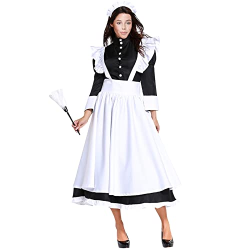 AMDOLE Mittelalterliches Schild Requisite für Damen, klassisch, niedlich, langes Kleid, Cosplay-Kostüm mit Schürze, mittelalterliche Krone von AMDOLE