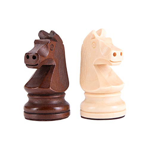 AMEROUS Schachfiguren aus Holz – 9,5 cm König, extra schwere Turnierschachfiguren mit 2 zusätzlichen Königinnen – Aufbewahrungstasche für Schachbrettspiel oder Ersatz von fehlenden Teilen von AMEROUS