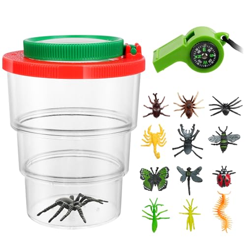 AMFUN 3-Teiliges Entdecker Set, Becherlupe, Insekten Beobachtungsbox für Kinder, Realistische Insekt, Outdoor Wissenschaft Natur Erkundung, für Jungen und Mädchen, Camping, Natur Erforschen von AMFUN