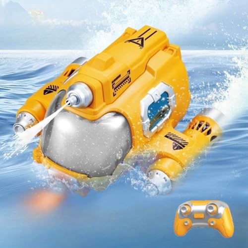 AMFUN RC Boot, Ferngesteuertes Motorboot Kinder, 2,4-GHz RC Boot mit Wasserspritzfunktion, Doppelpropeller ferngesteuertes Boot Schwimmbadspielzeug mit Zwei Batterien, 360° Rotation von AMFUN