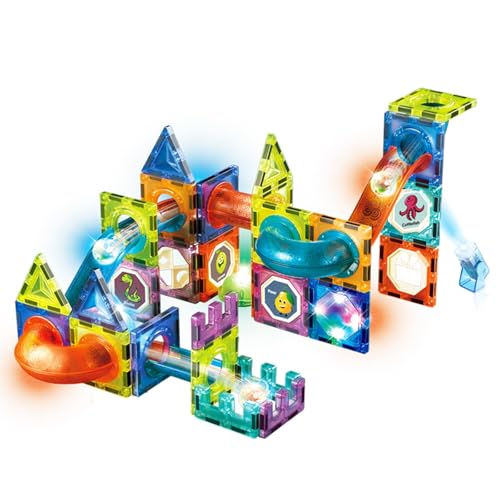 AMFUN Magnetische Bausteine, 75 Teile Konstruktion Bauen Blöcke Set, 3D Magnet Konstruktionsspielzeug, Magnet Baustein Pädagogische, Montessori Spielzeug für Mädchen Jungen ab 3+ Jahre Geschenk von AMFUN