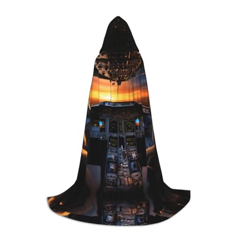 AMHMNZDXH Flugzeug-Cockpit-Druck, Kapuzenumhang für Teenager, Halloween, Cosplay, Party, Tanz AMHMNZDXH Flugzeug-Cockpit-Druck, Kapuzenumhang für Teenager, Halloween, Cosplay, Party, Tanz von AMHMNZDXH