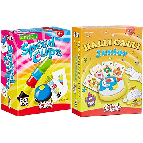 AMIGO - Speed Cups, Geschicklichkeitsspiel & Halli Galli Junior, Kartenspiel (2-4 Spieler, ab 6 Jahren) von AMIGO