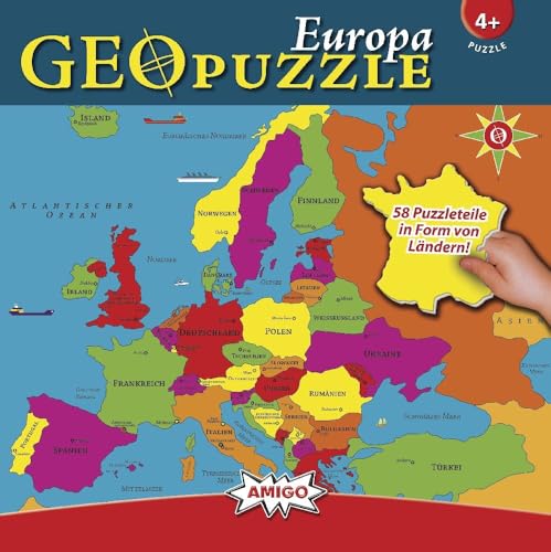 AMIGO Spiel + Freizeit 60349509 Amigo 00380 - GeoPuzzle - Europa, 58 Teile von AMIGO