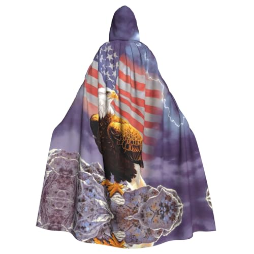 AMINNU Adler mit USA-Flagge für Herren und Damen, Halloween-Bademantel und Umhang, Rollenspiel-Kostüme, Party-Kostüme, Kostüme, langlebig und hautfreundlich von AMINNU