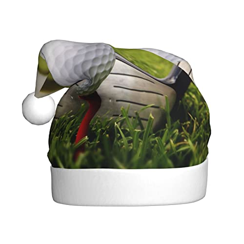 AMINNU Golfball-Weihnachtsmannmützen, Weihnachtsmützen für Erwachsene, Unisex, Plüsch-Weihnachtsmützen, Neujahrsfestliches Partyzubehör von AMINNU