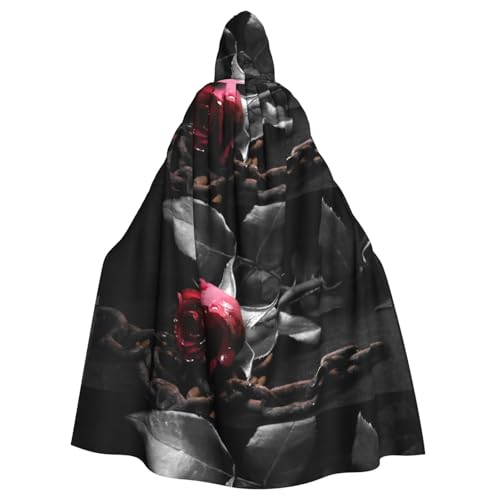 AMINNU Gothic Black Roses Herren und Damen Halloween Kapuzenmantel Roben und Umhang Rollenspiel Kostüme Party Kostüme Fasching Langlebig und Hautfreundlich von AMINNU