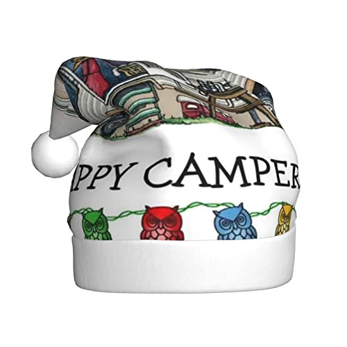 AMINNU Happy Camper Weihnachtsmannmützen Erwachsene Weihnachtsmützen Unisex Plüsch Weihnachtsmützen Neujahr Festlich Party Supplies von AMINNU