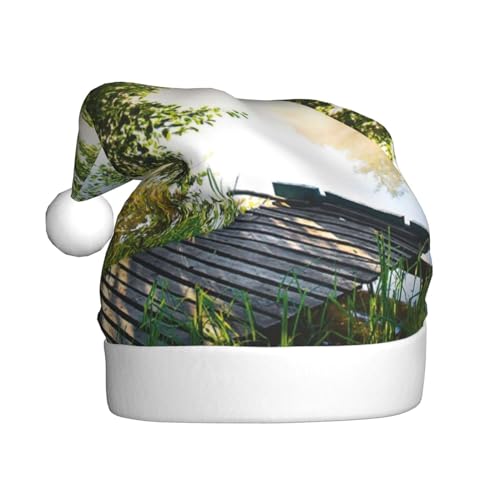 AMINNU Landschaft Bäume Weihnachtsmann Hüte Erwachsene Weihnachtsmützen Unisex Plüsch Weihnachtsmützen Neujahr Festlich Party Supplies von AMINNU