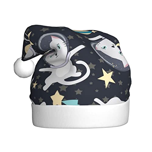 AMINNU Lustige Katze Astronaut Weihnachtsmann Hüte Erwachsene Weihnachtsmützen Unisex Plüsch Weihnachtsmützen Neujahr Festlich Party Supplies von AMINNU