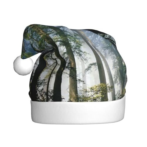 AMINNU Nationalparks Sonnenschein Bäume Weihnachtsmann Hüte Erwachsene Weihnachtsmützen Unisex Plüsch Weihnachtsmützen Neujahr Festlich Party Supplies von AMINNU