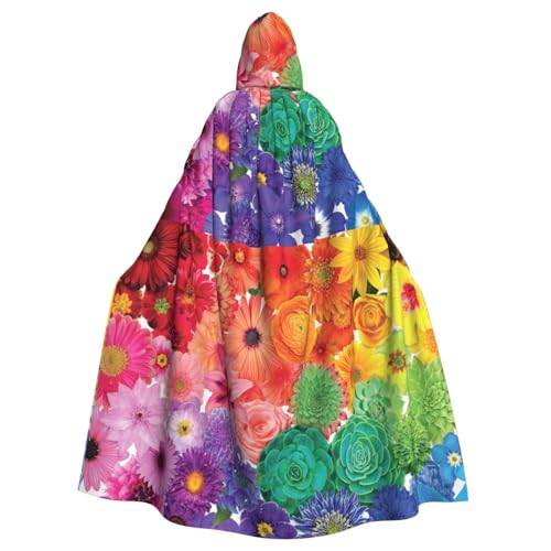 AMINNU Rainbow Flowers Herren und Damen Halloween Kapuzenmantel Robe und Umhang Rollenspiel Kostüme Party Kostüme Fasching Langlebig und Hautfreundlich von AMINNU