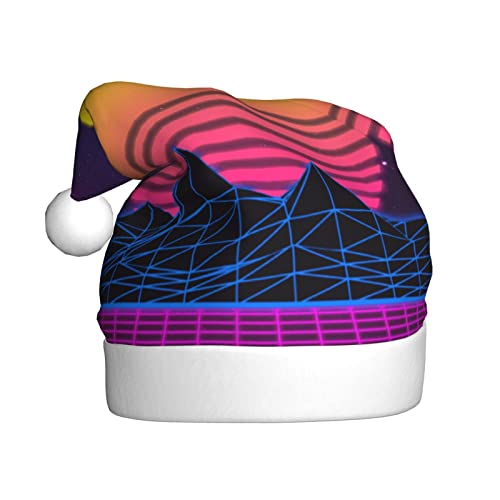 AMINNU Retrowave Bilder Weihnachtsmannmützen Erwachsene Weihnachtsmützen Unisex Plüsch Weihnachtsmützen Neujahr Festlich Party Supplies von AMINNU