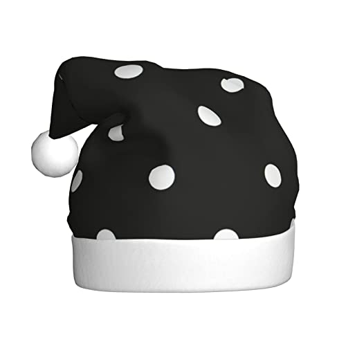 AMINNU Schwarz und Weiß Polka Dot Weihnachtsmann Hüte Erwachsene Weihnachtsmützen Unisex Plüsch Weihnachtsmützen Neujahr Festlich Party Supplies von AMINNU