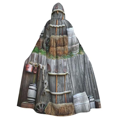 AMINNU Wooden Barn Countryside Men And Women'S Halloween Hooded Robes And Cloaks, Role-Playing Costumes, Party Costumes, Fancy Dresses, Durable And Skin Friendly von AMINNU