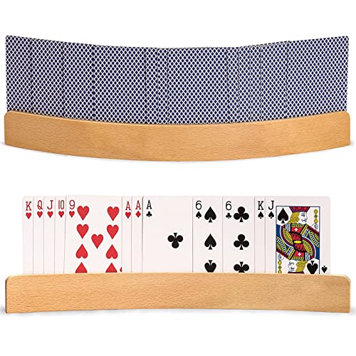 2 Stück Kartenhalter Kinder, Kartenhalter Spielkarten Spielkartenhalter Holz Freisprech Kartenhalter Stehender Pokerhalter Ohne Hände Karten Halterung Spielkartenhalter für Behinderte Senioren von AMJKEJI