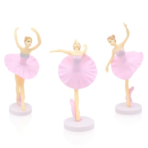 AMJKEJI 3 Stück Ballett-Mädchen Geburtstag Kuchen Dekoration Kuchen Topper Ballerina Mädchen Ornament Tischdekoration für Hochzeit Geburtstag Weihnachten Abschluss (Rosa) von AMJKEJI