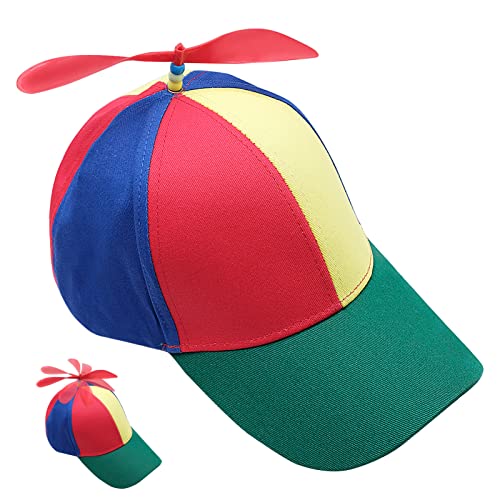 AMJKEJI Bunte Propellermütze, Propeller Mütze Hubschraubermütze Hubschrauber Kappe Baumwolle Baseball Cap Bunte Patchwork Hut Helikopter Mütze für Erwachsene Kinder von AMJKEJI