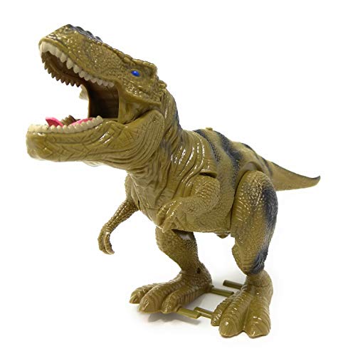 AMLI Dinosaurier elektrisch T-Rex Dino - Beweglich mit Ton, Sound und Geräuschen. Dunkelgrün Kinder Spielzeug. Laufender Tyrannosaurus Rex läuft, exkl. Batterien von AMLI